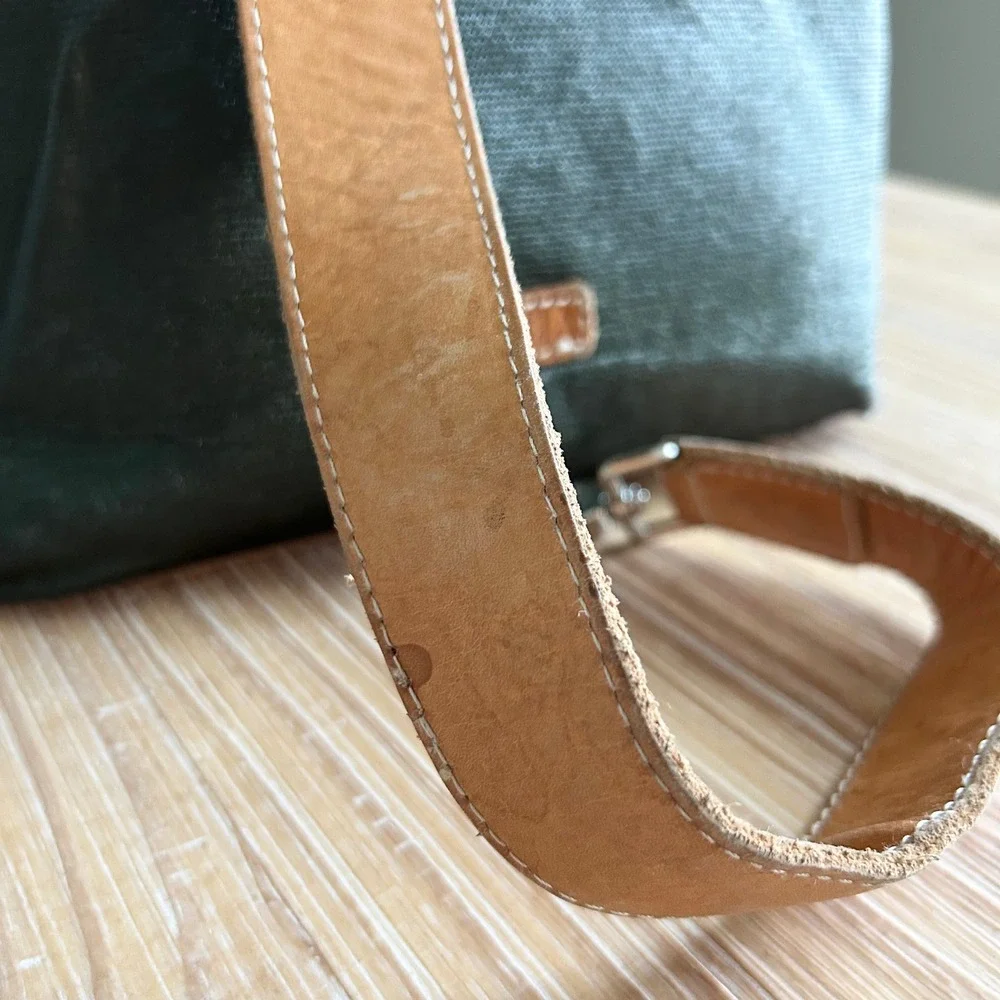 Consuela Olive Green Canvas Zebra Embroidery Classic Sling Bucket Bag
